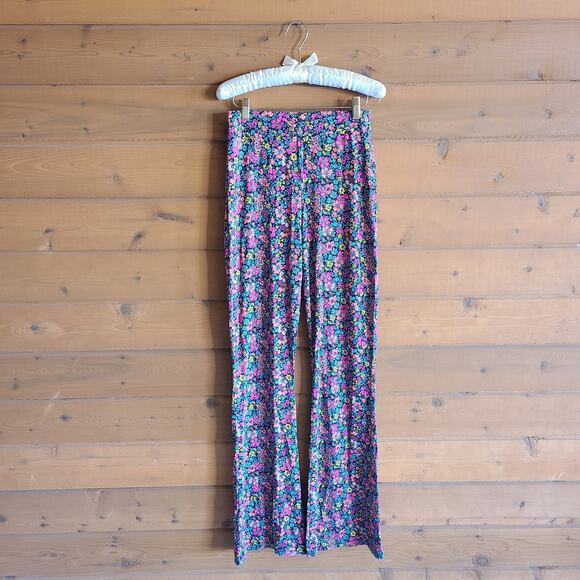 ASOS Pants - ASOS Floral Pant Kick Flare 6 Psychedelic Flower Power Pull On Y2K Stretchy Boho